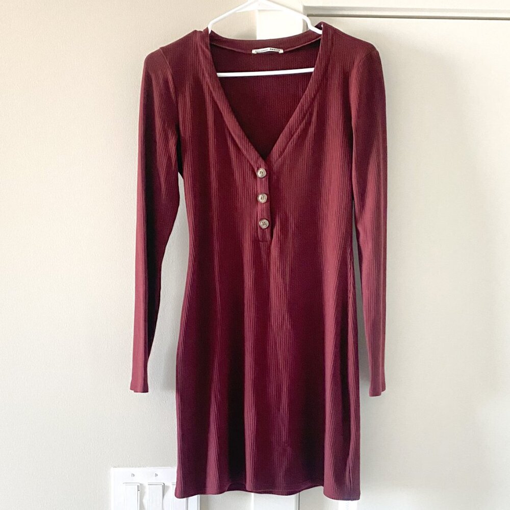 Reformation Jeans Jani Dress Merlot Size M Staple Comfy Tencel Vamp Bodycon